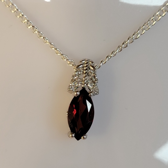 🎀Clearance🎀 NATURAL 1CT GARNET & DIAMONDS PENDANT NECKLACE VINTAGE EXCELLENT - Picture 9 of 13
